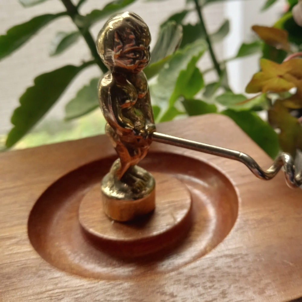 Vintage Wine Bottle Opener Brass Naughty Little Boy.